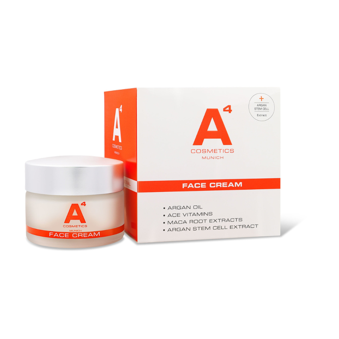 A4 Cosmetics Face Cream, Anti-Aging Gesichtscreme, Hautverjüngende Creme mit Arganstammzellen